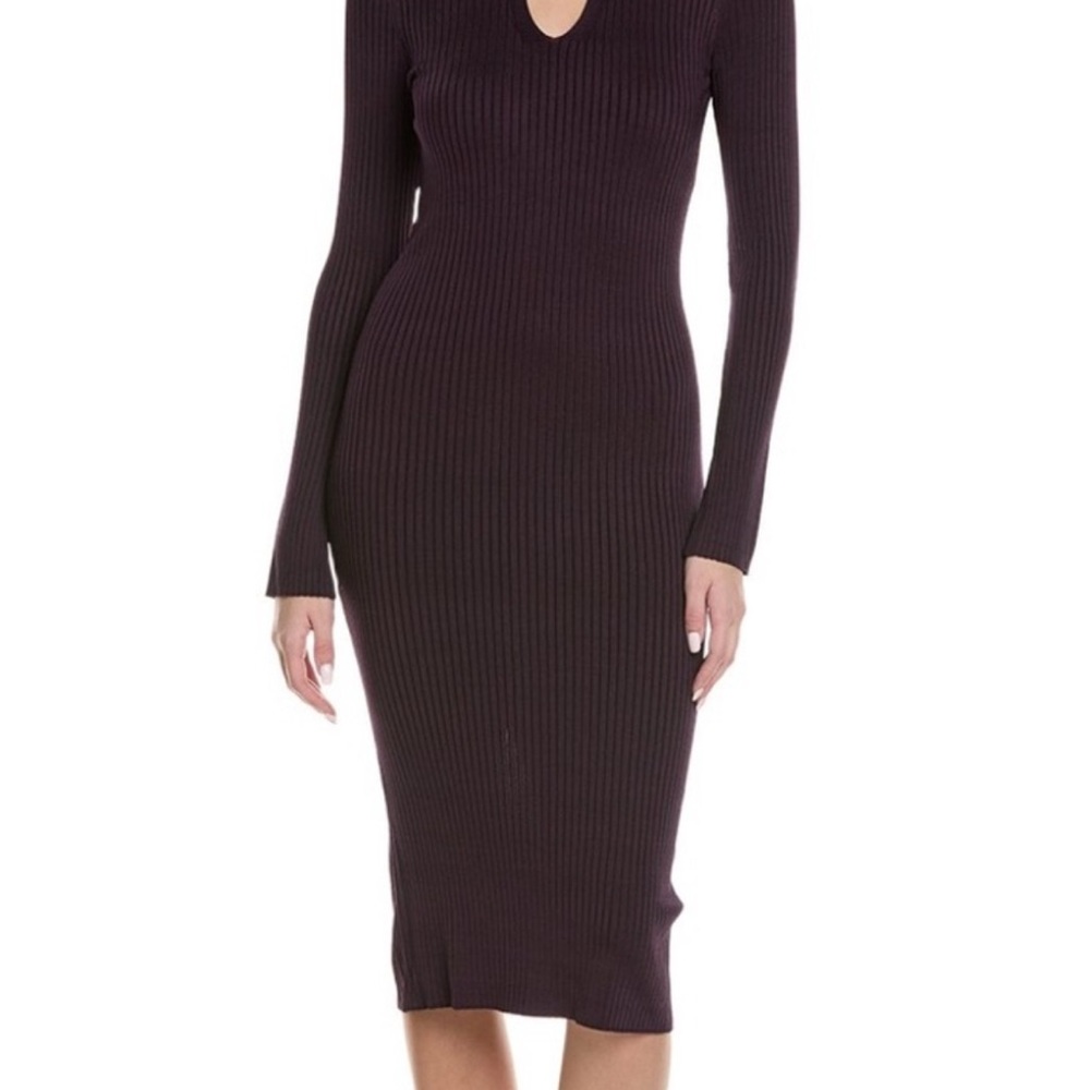 Reiss Purple V-Neck Long Sleeve Bodycon Dress